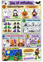 Vorschau - Unterrichtsreihen - Halloween Kunst & Basteln Grundschule Herbst – Wackelfiguren mit Wackelbeinen | Hexe, Geist, Vampir & Kürbis | Klasse 1-3 - Seite 1