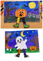 Vorschau - Unterrichtsreihen - Halloween Kunst & Basteln Grundschule Herbst – Wackelfiguren mit Wackelbeinen | Hexe, Geist, Vampir & Kürbis | Klasse 1-3 - Seite 2