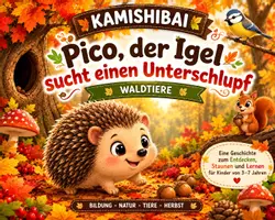Vorschau - Bildkarten - Kamishibai – Pico, der Igel sucht einen Unterschlupf | Waldtiere & Herbst - Deckblatt