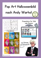 Vorschau - Mal- und Bastelvorlagen - Pop Art Halloween Collage nach Andy Warhol - aus Zeitungspapier - Deckblatt