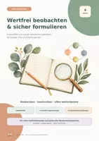 Vorschau - Anderer Materialtyp - Gratis-Beobachtungsbogen für den Kindergarten – wertfrei beobachten & sicher formulieren - Deckblatt