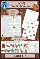 Vorschau - Arbeitsblätter - Eichhörnchen – Sachtext & Hörverstehen | Klasse 3–4 | Sachunterricht - Deckblatt