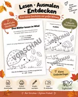 Vorschau - Mal- und Bastelvorlagen - Mino Moosstachel – Ausmalgeschichte für Kinder | Herbst PDF zum Ausdrucken | Kita, Vorschule - Deckblatt
