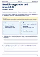 Vorschau - Arbeitsblätter - Heftführung sauber und übersichtlich Arbeitsheft Klasse 5 bis 6 Schulstart Struktur lernen - Seite 1