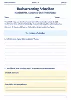 Vorschau - Arbeitsblätter - Basisscreening Schreiben Arbeitsheft Klasse 5 bis 6 Schulstart Handschrift Ausdruck und Textstruktur - Deckblatt