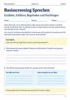 Vorschau - Arbeitsblätter - Basisscreening Sprechen Arbeitsheft Klasse 5 bis 6 Schulstart Erzählen Erklären Begründen und Nachfragen - Deckblatt