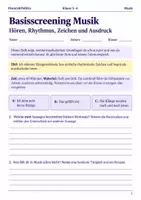 Vorschau - Arbeitsblätter - Basisscreening Musik Klasse 5 bis 6 Arbeitsheft - Deckblatt