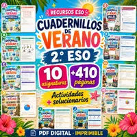 Vista previa - Hojas de trabajo - Cuadernillos de Verano 2.º ESO | 10 Asignaturas - Portada