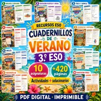 Vista previa - Hojas de trabajo - Cuadernillos de Verano 3.º ESO | 10 Asignaturas - Portada