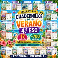 Vista previa - Hojas de trabajo - Cuadernillos de Verano 4.º ESO | 17 Cuadernillos - Portada