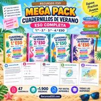 Vista previa - Hojas de trabajo - Pack Cuadernos de Verano ESO | 1º a 4º ESO | 47 Cuadernos - Portada