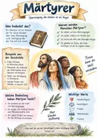 Vorschau - Arbeitsblätter - Lernposter + AB mit Fragen zum Thema "Märtyrer" + Lösungsblatt + Infografik - Deckblatt