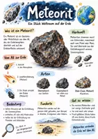 Vorschau - Arbeitsblätter - Lernposter + AB mit Fragen zum Thema "Meteorit" + Lösungsblatt + Infografik - Deckblatt