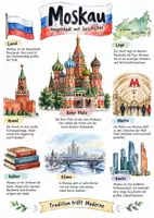 Vorschau - Arbeitsblätter - Lernplakat + AB mit Fragen zum Thema "Moskau" + Lösungsblatt + Infografik - Deckblatt