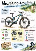 Vorschau - Arbeitsblätter - Lernplakat + AB mit Fragen zum Thema "Mountainbikes" + Lösungsblatt + Infografik - Deckblatt