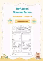 Vorschau - Arbeitsblätter - Sommerferien - Deckblatt