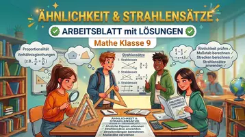 Vorschau - Arbeitsblätter - Ähnlichkeit & Strahlensätze – Mathe Klasse 9 - Deckblatt