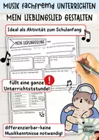 Vorschau - Arbeitsblätter - Musik fachfremd: Einführungsstunde: Mein Lieblingslied Plakat gestalten - Deckblatt