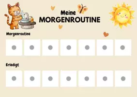 Vorschau - Anderer Materialtyp - Routineplan Morgen- und Abendroutine für Kinder Motiv Katze - Seite 1