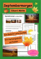Vorschau - Arbeitsblätter - Gedicht "Septembermorgen" von Eduard Mörike - Herbstgedicht - Deckblatt