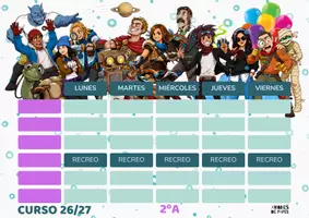 Vista previa - Hojas de trabajo - Horarios escolares 2026-2027 | 12 diseños de 1.º a 6.º de Primaria - página 3