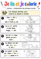 Aperçu - Feuilles d'exercices - Exercice CP - Je lis et je colorie - Phrases drôles à lire et dessin - Page de couverture