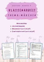 Vorschau - Klassenarbeiten - Klassenarbeit für Klasse 5 zum Thema Märchen mit EWH - Deckblatt