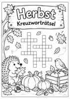 Vorschau - Arbeitsblätter - Herbst Kreuzworträtsel Halloween Waldtiere Sankt Martin - Deckblatt