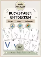Vorschau - Arbeitsblätter - Buchstabe V v – Kneten, Muggelsteine legen & Nachspuren | Buchstaben lernen - Deckblatt