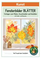 Vorschau - Mal- und Bastelvorlagen - Fensterbilder Blätter – Herbstdeko Kunst Klasse 1–4 - Deckblatt