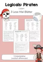 Vorschau - Arbeitsblätter - Logicals: Piraten (Lese-Mal-Blätter, Leseverstehen) - Deckblatt