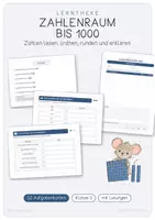 Vorschau - Stationenlernen - Materialpaket Mathematik Zahlenraum bis 1000 · Plus und Minus schriftlich · Mal und Geteilt · Größen und Sachaufgaben · Raum und Form · Daten und Zufall - Seite 1