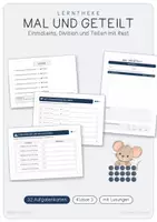 Vorschau - Stationenlernen - Lerntheke - Einmaleins, Division und Teilen mit Rest - Deckblatt