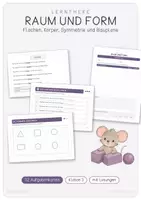 Vorschau - Stationenlernen - Lerntheke - Raum und Form - Flächen, Körper, Symmetrie und Baupläne - Deckblatt