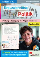 Vorschau - Arbeitsblätter - Kreuzworträtsel Politik / Weltpolitik | Politik Sekundarstufe I+II Klasse 7-13 | Staatsformen, Menschenrechte, Globalisierung, UNO, NATO, 31 dreifach differenzierte Rätsel | Vertretungsstunden Arbeitsblätter mit Lösungen - Deckblatt