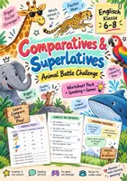Vorschau - Arbeitsblätter - Comparatives & Superlatives – Animal Battle Challenge Englisch Grammatik Klasse 6–8 | Compare • Speak • Discover - Deckblatt