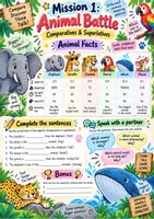 Vorschau - Arbeitsblätter - Comparatives & Superlatives – Animal Battle Challenge Englisch Grammatik Klasse 6–8 | Compare • Speak • Discover - Seite 1