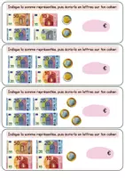 Aperçu - Feuilles d'exercices - rituel maths - la monnaie - Page 3