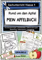 Vorschau - Unterrichtsreihen - Apfel: Unterrichtsreihe Rund um den Apfel - Mein Apfelbuch Sachunterricht Klasse 1/ 2 - Herbst - Sommer - Deckblatt