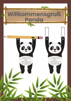 Vorschau - Arbeitsblätter - Willkommensgruß für den Schulanfang - Hängende Pandas - Deckblatt