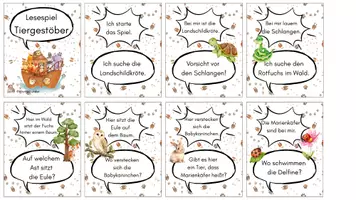 Vorschau - Spiele - Lesespiel Tiergestöber - Deckblatt