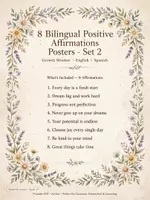 Vista previa - Refuerzo / NEE / Materiales de apoyo - 8 Pósters Bilingües Afirmaciones Positivas - Inglés Español - página 1