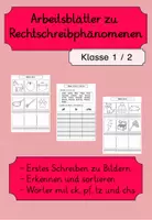 Vorschau - Arbeitsblätter - Rechtschreibung: Wörter mit ck, pf, tz und chs - Deckblatt