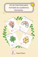 Vista previa - Decoración del aula - Kit de Portadas para Cuadernos Escolares | 4 Diseños Imprimibles Kawaii & Cozy - Portada