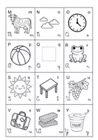 anteprima - Flashcard - Alfabetiere Illustrato da Colorare in stampato e corsivo (Con Lettere Straniere) - Pagina 1