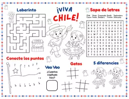 Vista previa - Hojas de trabajo - Mantel de Actividades Fiestas Patrias Chile Gratis - página 1