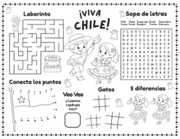 Vista previa - Hojas de trabajo - Mantel de Actividades Fiestas Patrias Chile Gratis - página 2