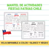 Vista previa - Hojas de trabajo - Mantel de Actividades Fiestas Patrias Chile Gratis - Portada