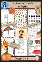 Vorschau - Unterrichtsreihen - Achsensymmetrie im Herbst Materialpaket – Symmetrieachsen, Spiegelbilder & Spiegeln | Klasse 3 & 4 - Deckblatt