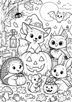 Vorschau - Mal- und Bastelvorlagen - Halloween - süß statt gruselig | 10 Ausmalbilder | Grundschule Klasse 1-4 - Seite 1
